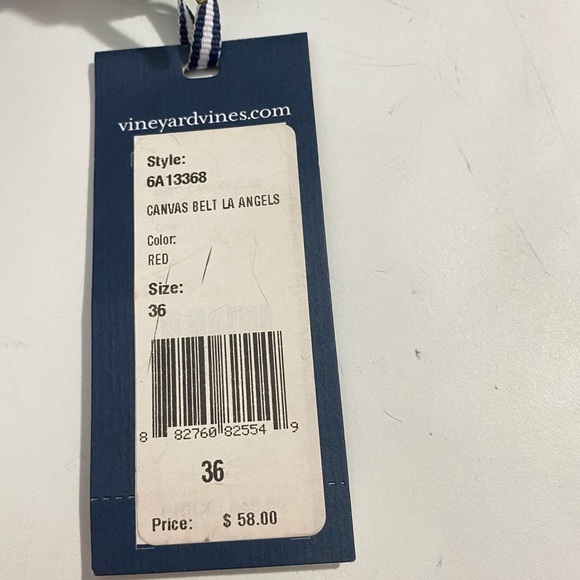 Men’s LA Angels Vineyard Vines Red MLB Canvas Belt - Picture 9 of 14